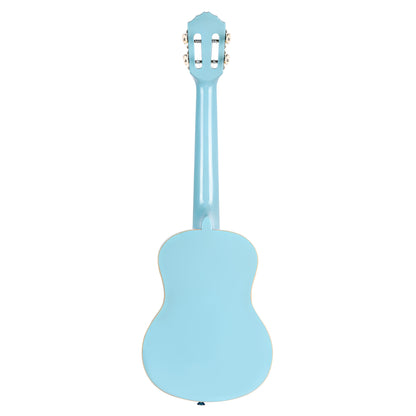 RUGA-SKY, modèle Ténor, table agathis, fond & éclisses agathis, manche Okoumé, housse assortie, bleu ciel brillant