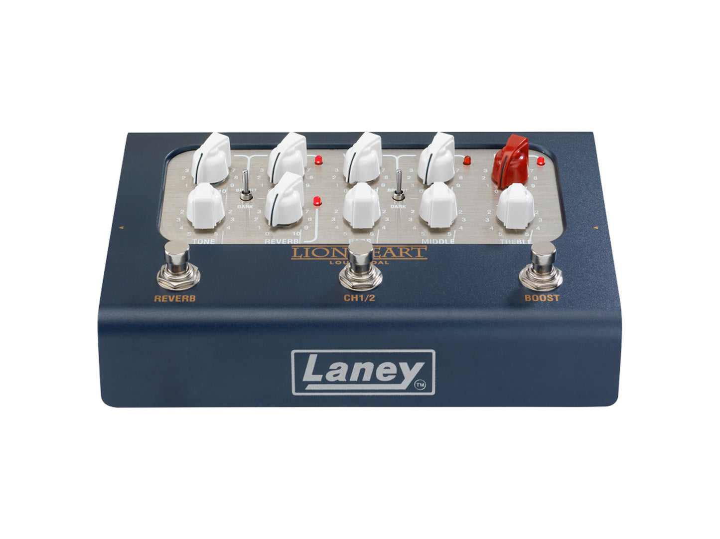 Ampli BCC-LOUDPEDAL-LTQ 60W, 2 canaux, égalisation 3 bandes, switch Boost, Reverb, Tone, sortie DI, avec alimentation 24V, bleu