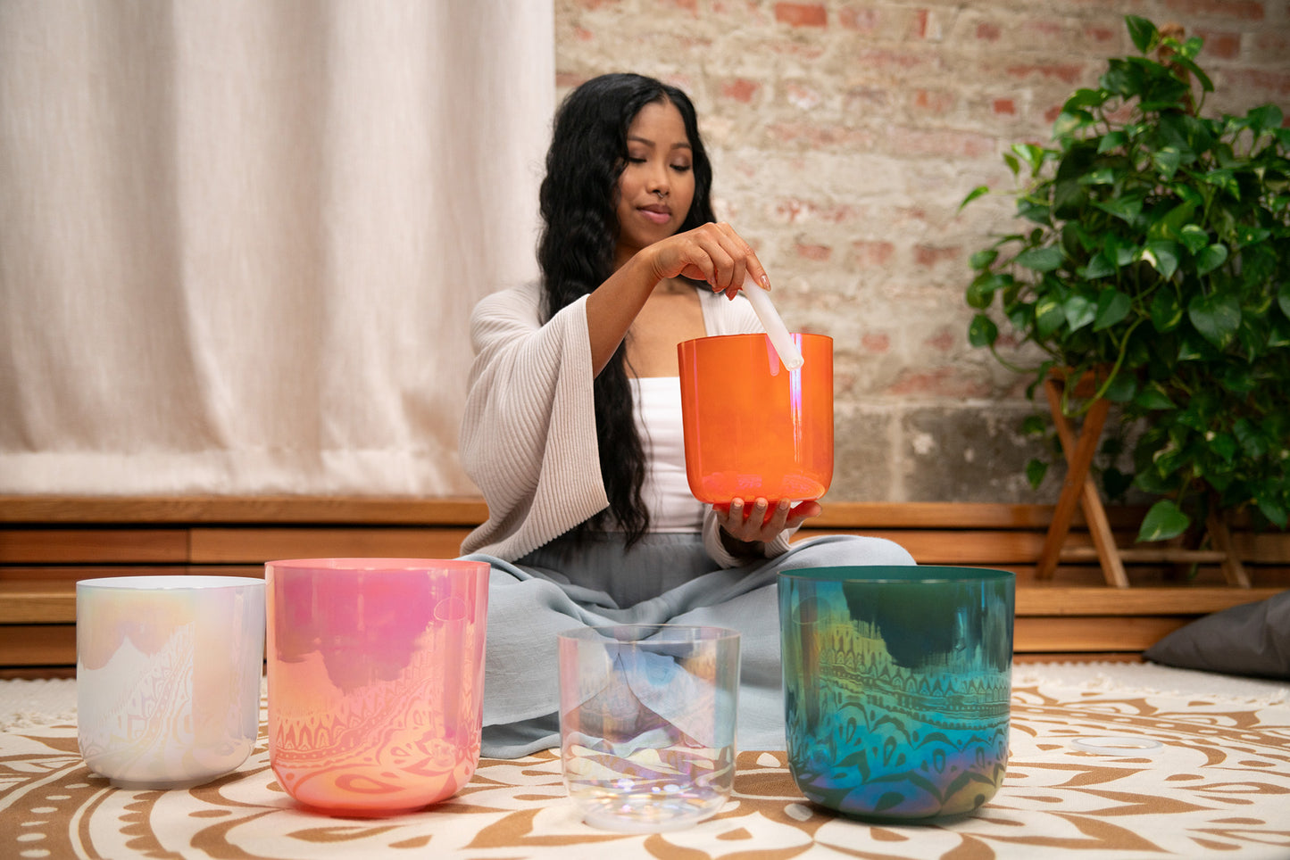 SINGING BOWL SONIC ENERGY ESSENCE CRYSTAL 8" NOTE F3, BLEU MENTHE, CHAKRA COEUR