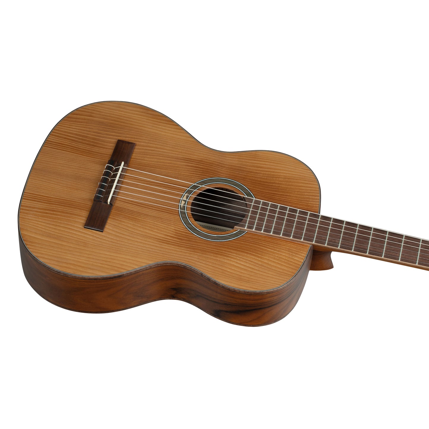 R23RO, table épicéa massif torréfié, fond & éclisses pao ferro, manche érable torréfié, housse, marron