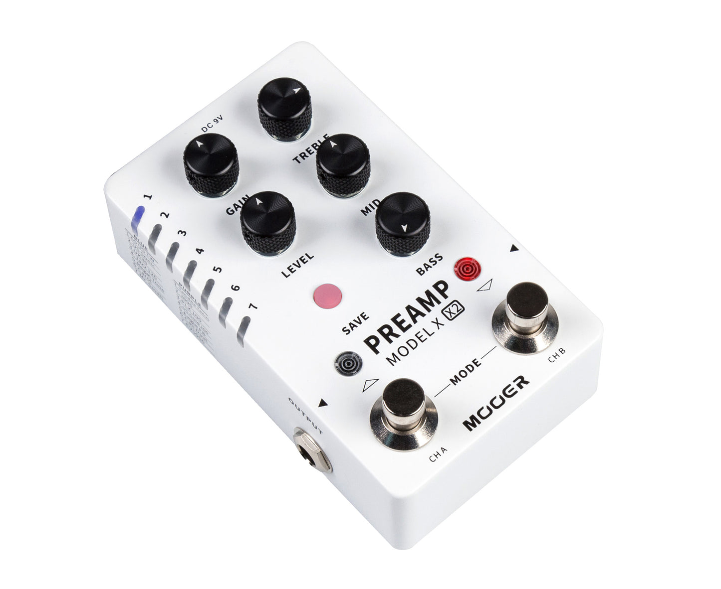 Pédale PREAMP MODEL X X2, préamplificateur numérique deux canaux, 14 presets, technologie d'échantillonnage MNRS, blanc