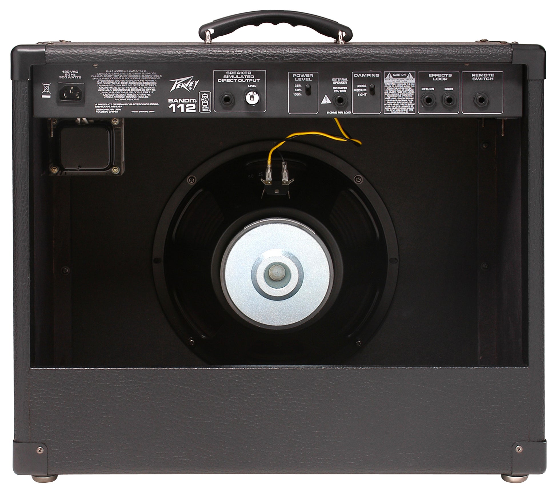 Ampli guitare 100W, HP 1x 12", atténuateur de niveau de sortie, 2 canaux, EQ 3 bandes, Reverb, Boost, sortie DI, finition noir