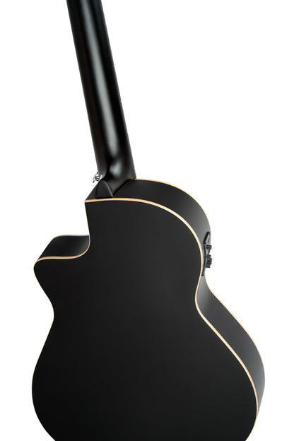 RCE12534-SBK, corps Thinline, pan coupé, EQ Magus X/G, table épicéa, f/e acajou, sillet 45 mm, housse, noir satiné