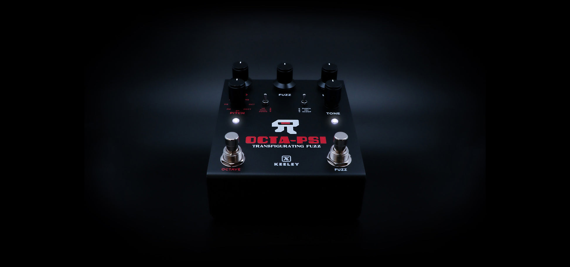 Pédale OCTA PSI, octaver et pitch-shifter combiné à un fuzz analogique, noir