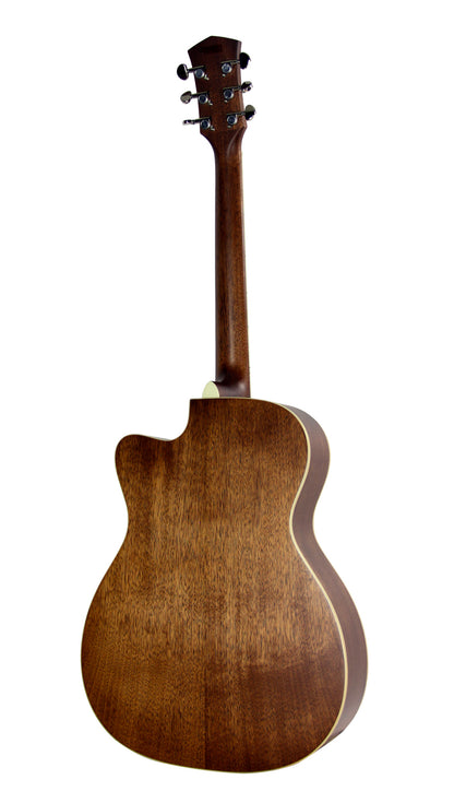 PURE-OC, forme OM pan coupé, table épicéa massif, f/e acajou massif, EQ Fishman Sonitone, housse, naturel satiné