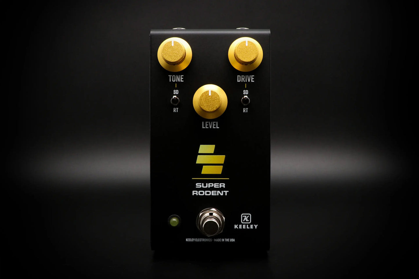 Pédale SUPER RODENT, overdrive et distorsion basée sur deux pédales légendaires, 100% analogique, noir et jaune