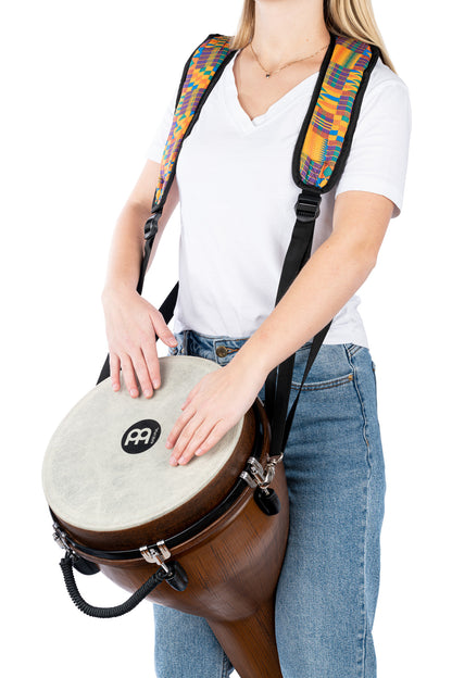 Harnais pro pour djembé, nylon très résistant, longueur ajustable, sangles rembourrées, attache rapide, Kenyan Quilt