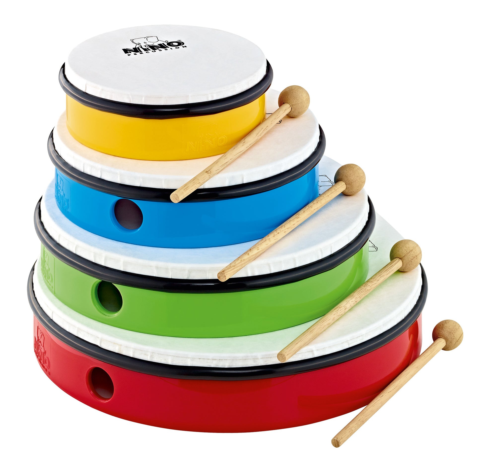 SET 4 TAMBOURINS 6-8-12-12" NINO + HOUSSE, ABS