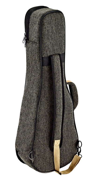 Etui léger pour ukulélé Concert, toile/coton, rembourrage 22 mm, intérieur peluche noir, repose-manche avec velcro, mocca