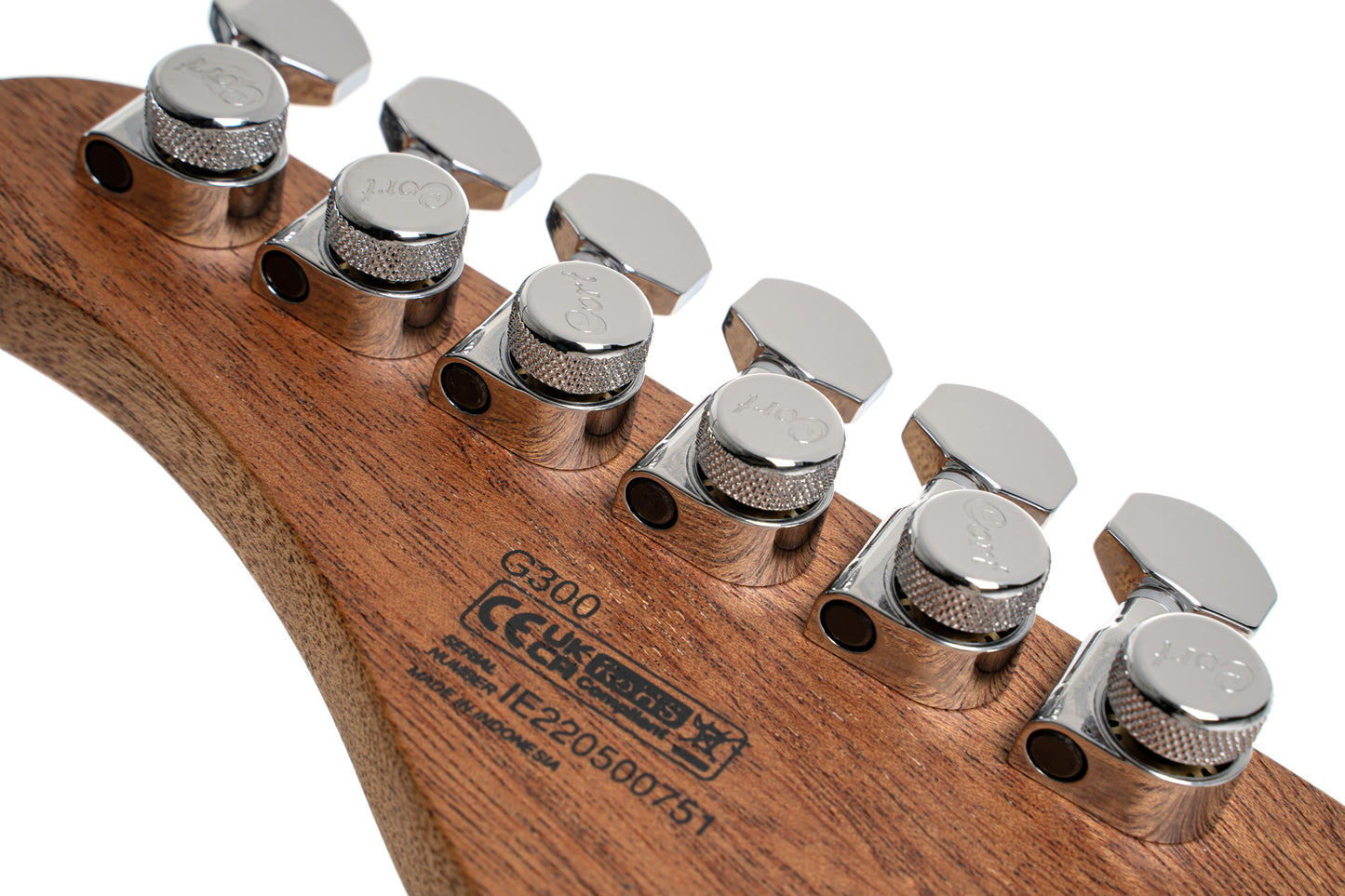 G300 RAW, corps acajou chambré, table noyer, manche acajou, touche palissandre, 2 micros Seymour Duncan, naturel satiné