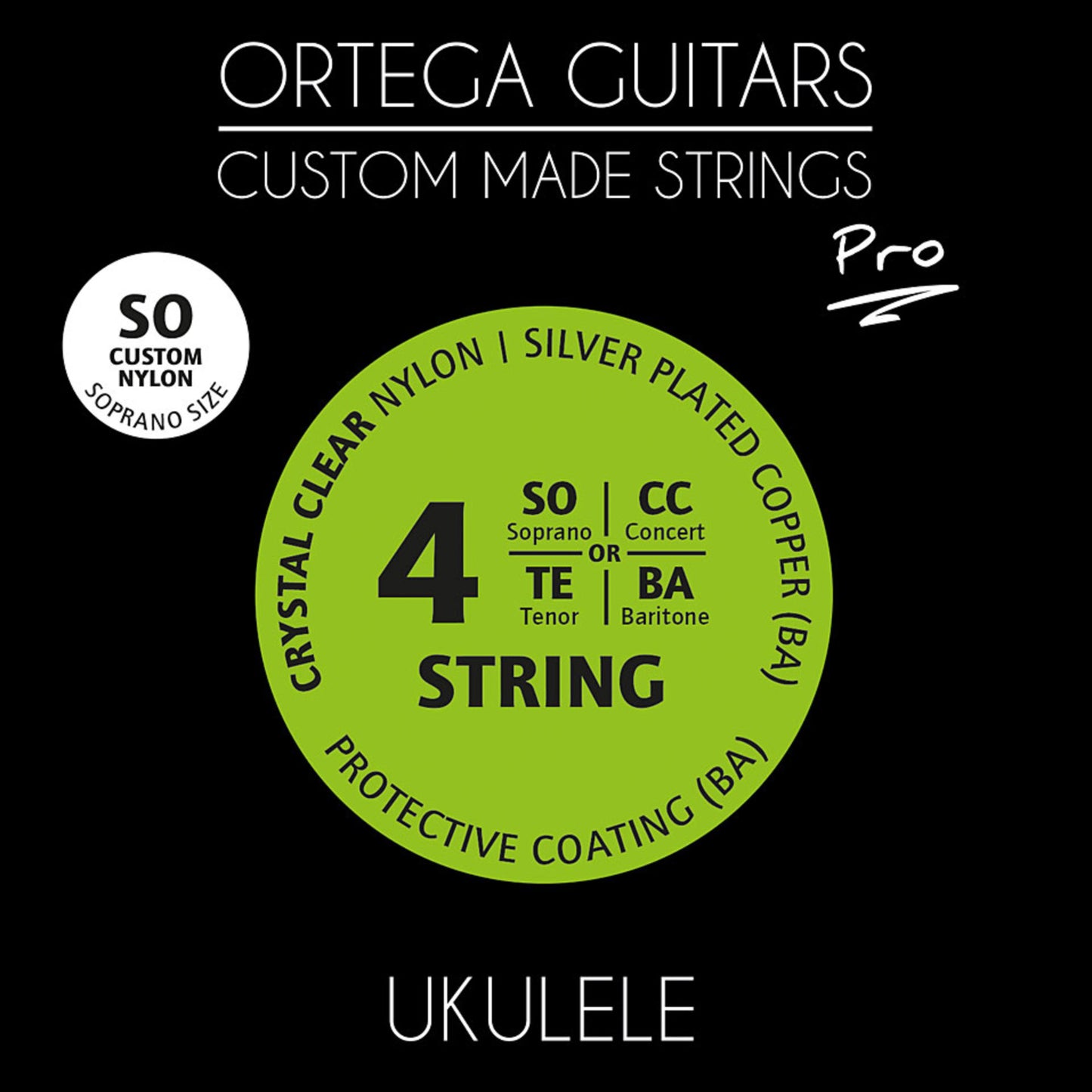 Jeu CUSTOM PRO pour ukulélé soprano, nylon Crystal transparent