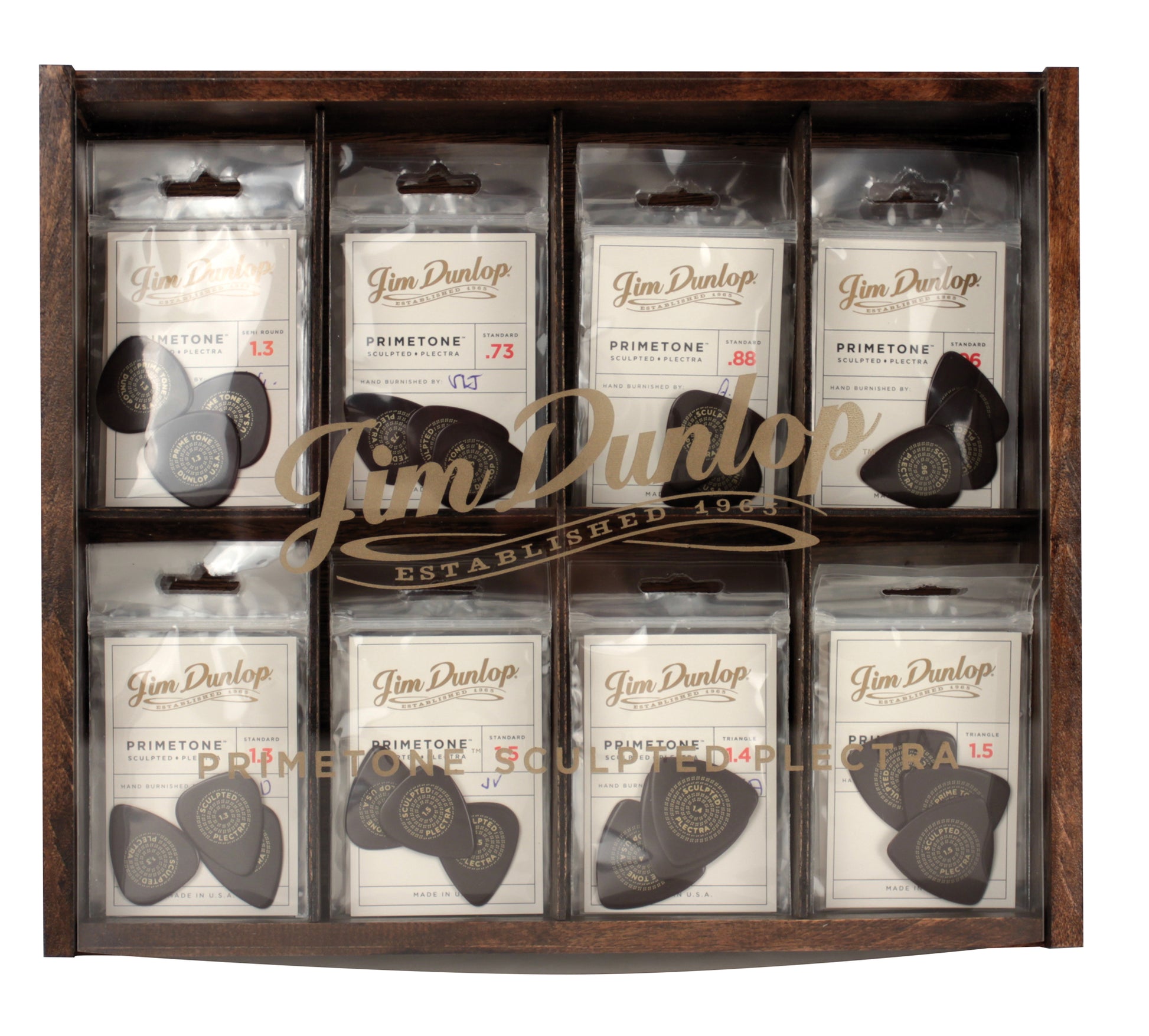 Présentoir en bois contennat 144 médiators Primetone Sculpted