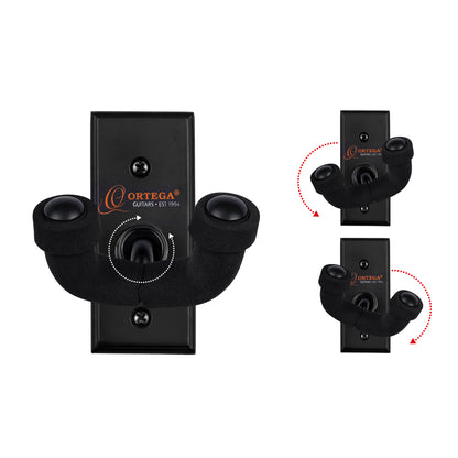 Support mural pour ukulélé, embase bois, fixation par 2 vis, étrier recouvert de mousse, noir