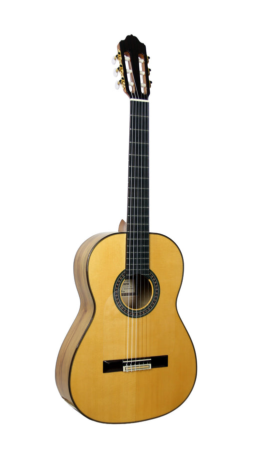 5FES, Flamenca, table épicéa massif, fond & éclisses red gum, manche okoumé, touche palissandre