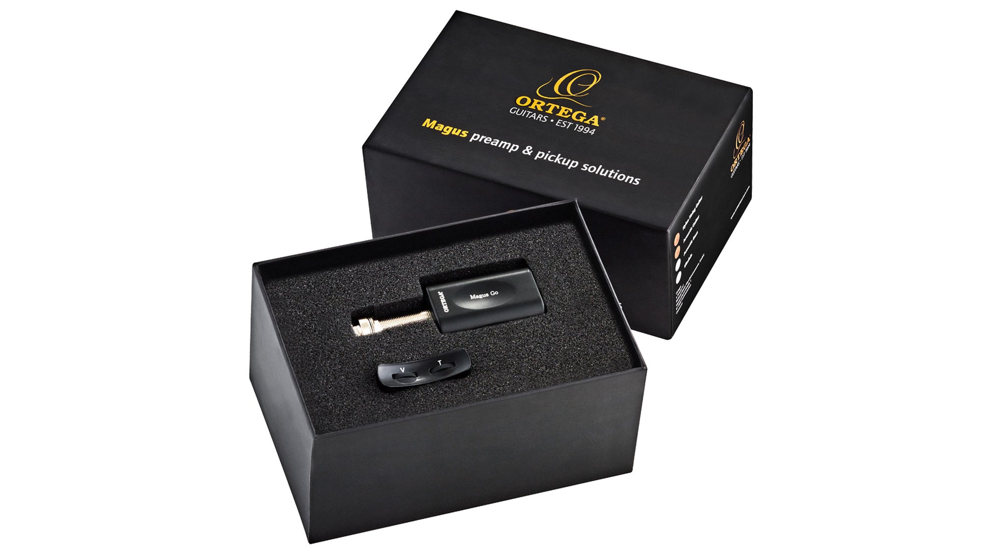 Préampli MagusGO avec capteur piezo, pour guitares et basses acoustiques, noir