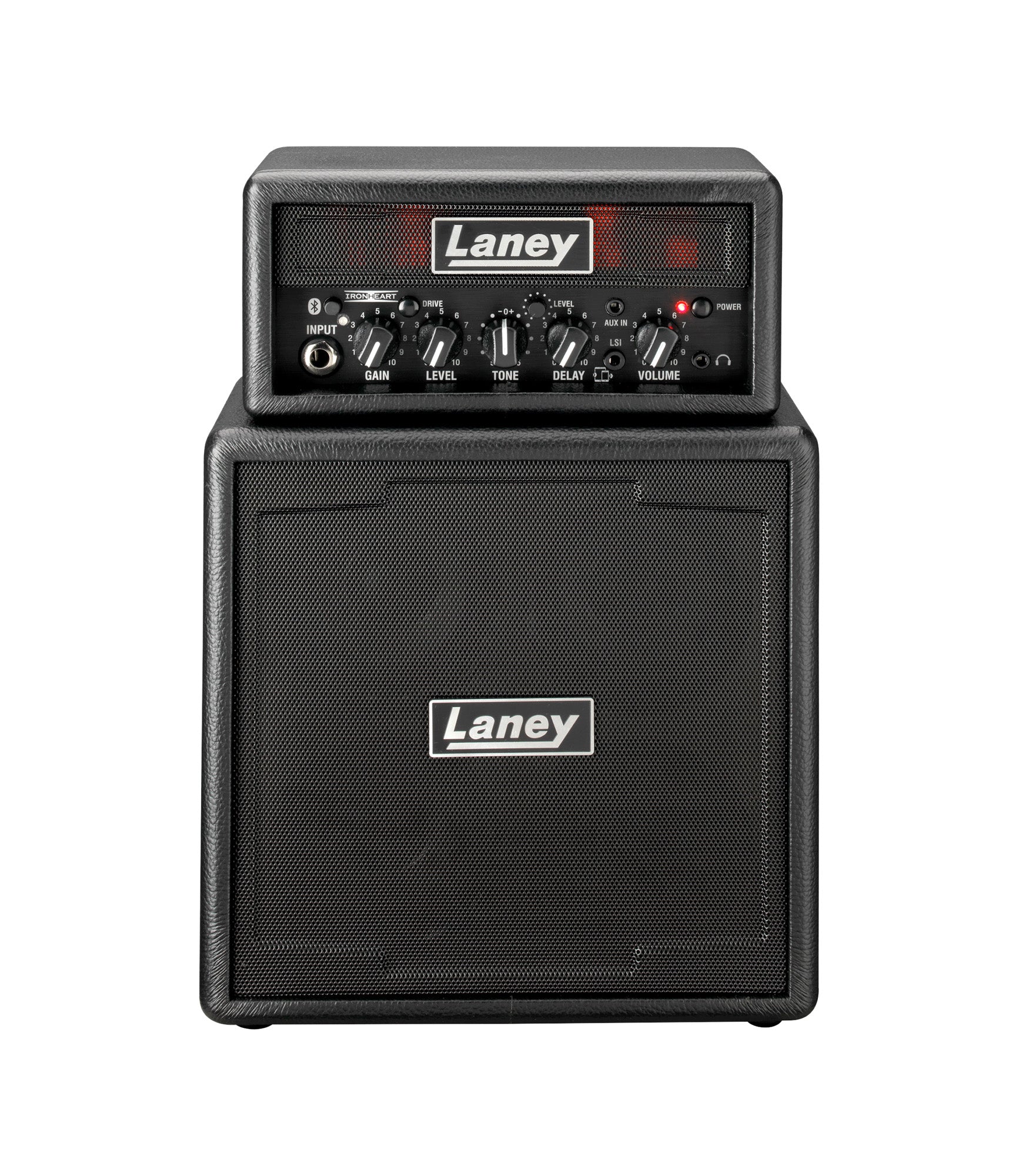 Ampli guitare MINISTACK-B-IRON stéréo 2x 3W, connexion Bluetooth, look Ironheart, 4 x HP 3", 2 canaux, connectique LSI, noir