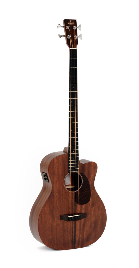 Modèle BMC-15E, basse Jumbo pan coupé, table acajou massif, f/e acajou, touche micarta, EQ Fishman, soft case, naturel satiné