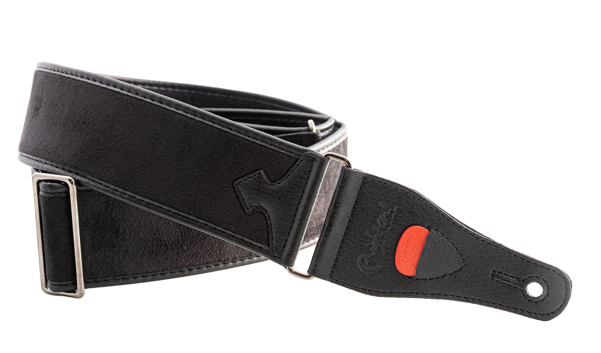 Courroie modèle DIVINE, velours, rembourrée, largeur 6 cm, longueur 95 à 150 cm, porte-médiators intégré, noir