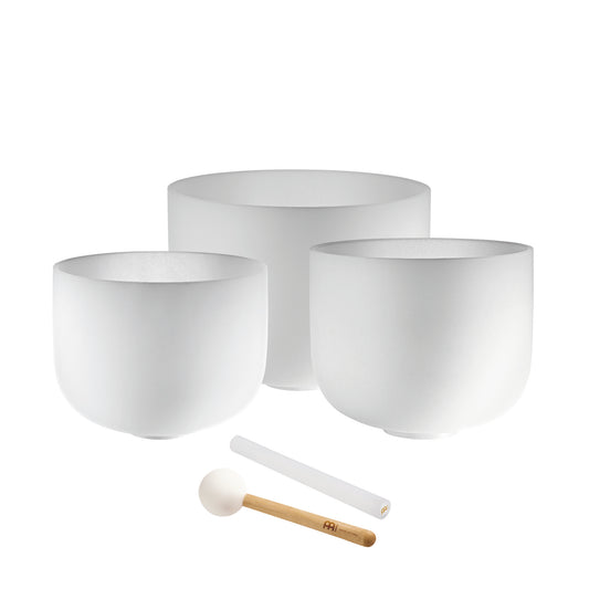 SET 3 SINGING BOWLS SONIC ENERGY CRYSTAL 432Hz / A4, F4, D4