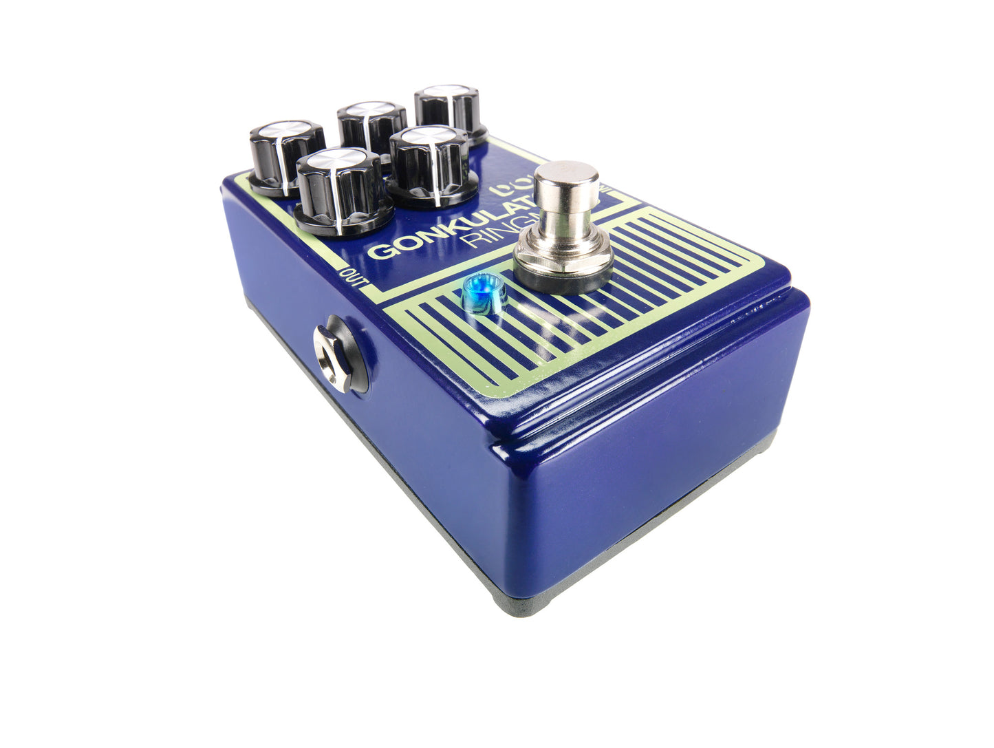 Pédale GONKULATOR, ring modulator avec distorsion basé sur le circuit original avec composants actualisés, True Bypass, bleu