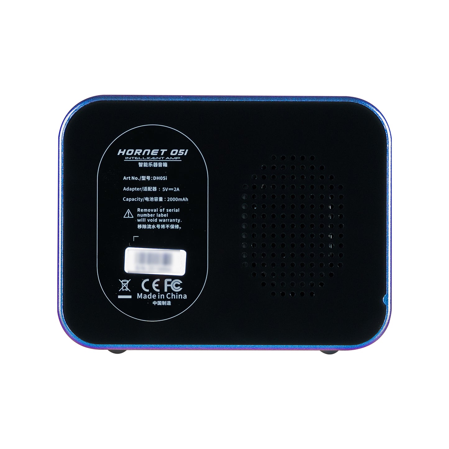 Ampli HORNET 05i, 5W, HP 2", 52 modélisations d'amplis, 49 effets, accordeur, looper, Bluetooth, USB-C, alimentation, bleu