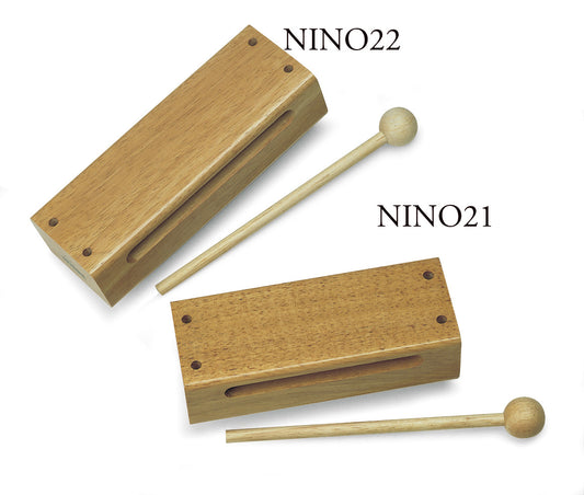 Wood block hévéa 16 cm avec mailloche en bois, naturel