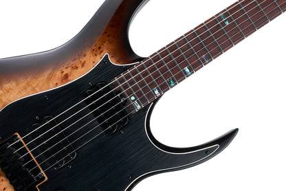 GTRS M810, corps aulne, manche érable torréfié, table loupe de peuplier, touche palissandre, processeur GTRS, natural burst