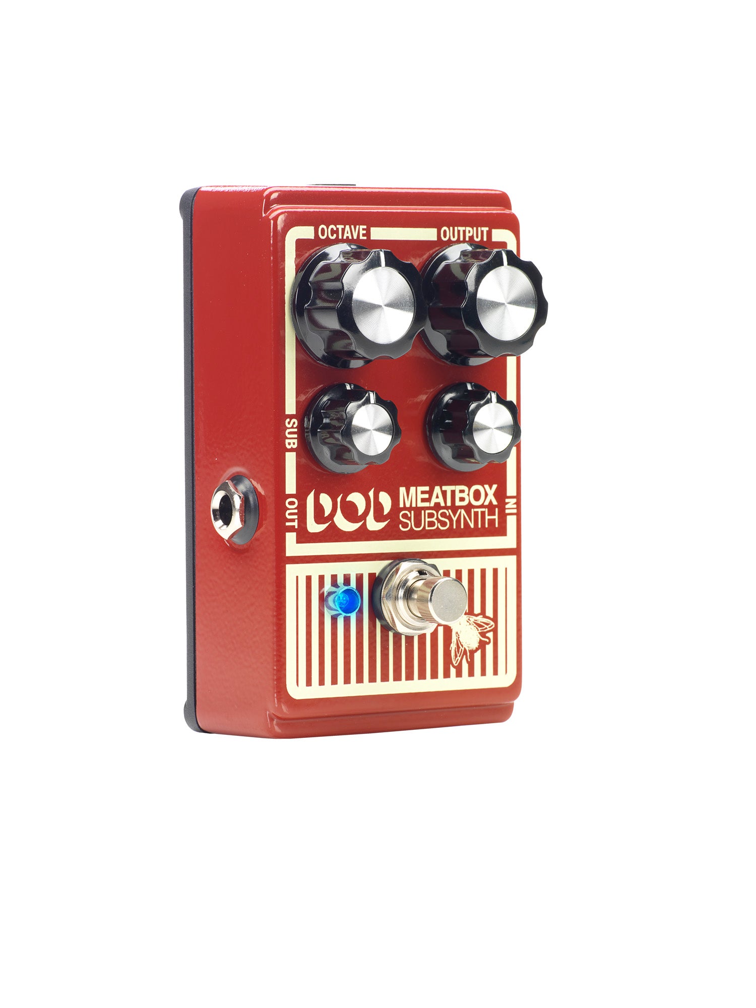 Pédale MEATBOX, synthétiseur subharmonique basé sur le circuit original avec composants actualisés, True Bypass, rouge