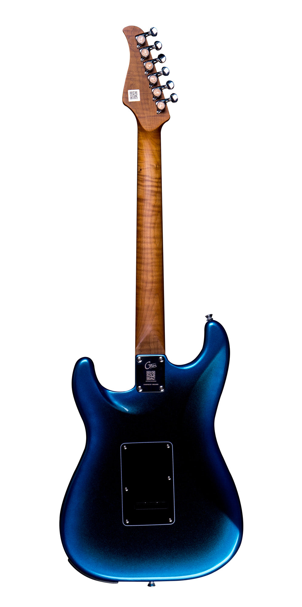 GTRS P801, corps aulne, manche érable flammé torréfié, touche érable, micros et processeur GTRS, dark night