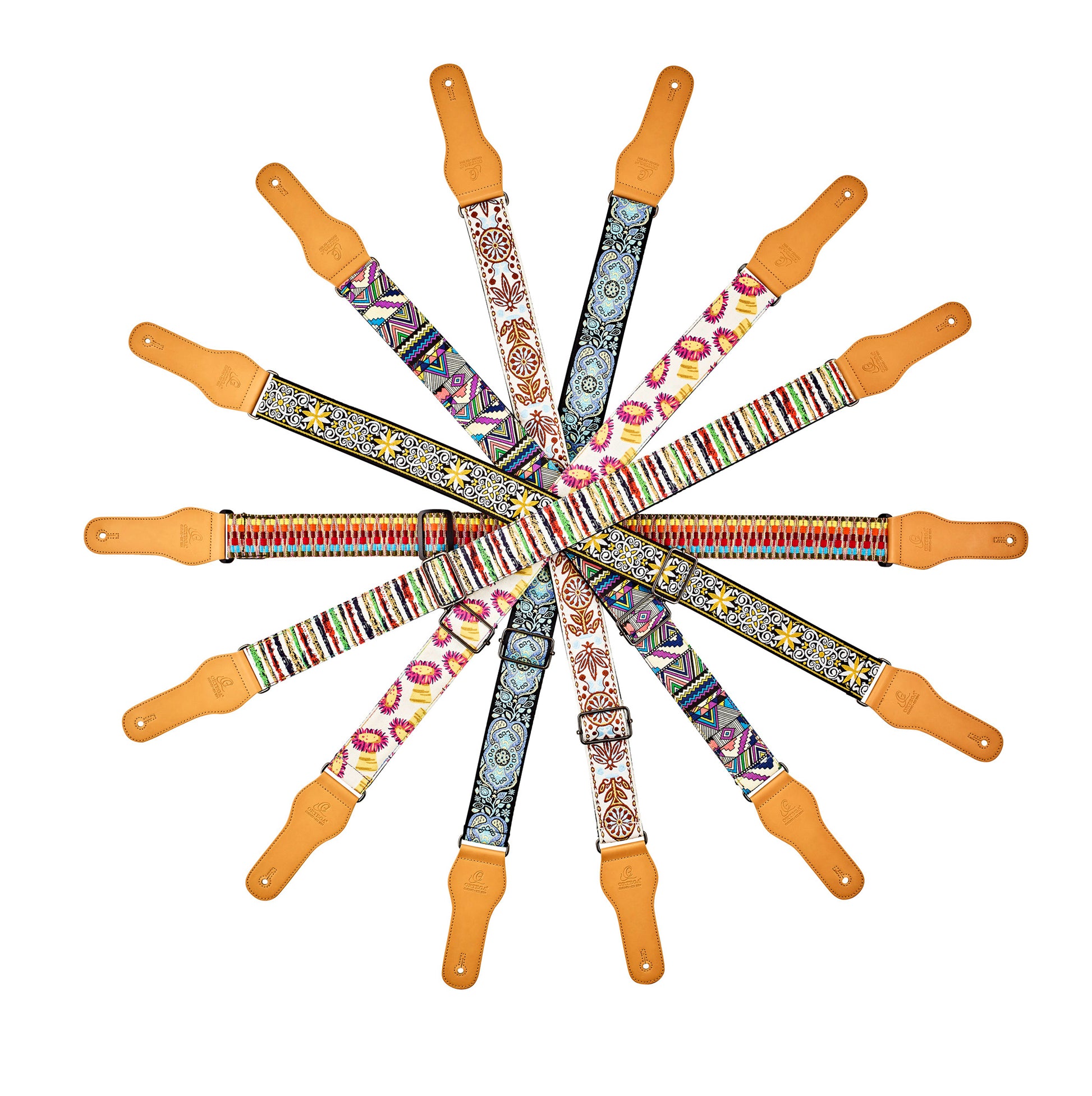 Courroie ukulélé, 100% coton, extrémités simili cuir, largeur 3.7 cm, longueur jusqu'à 139 cm, classic blue