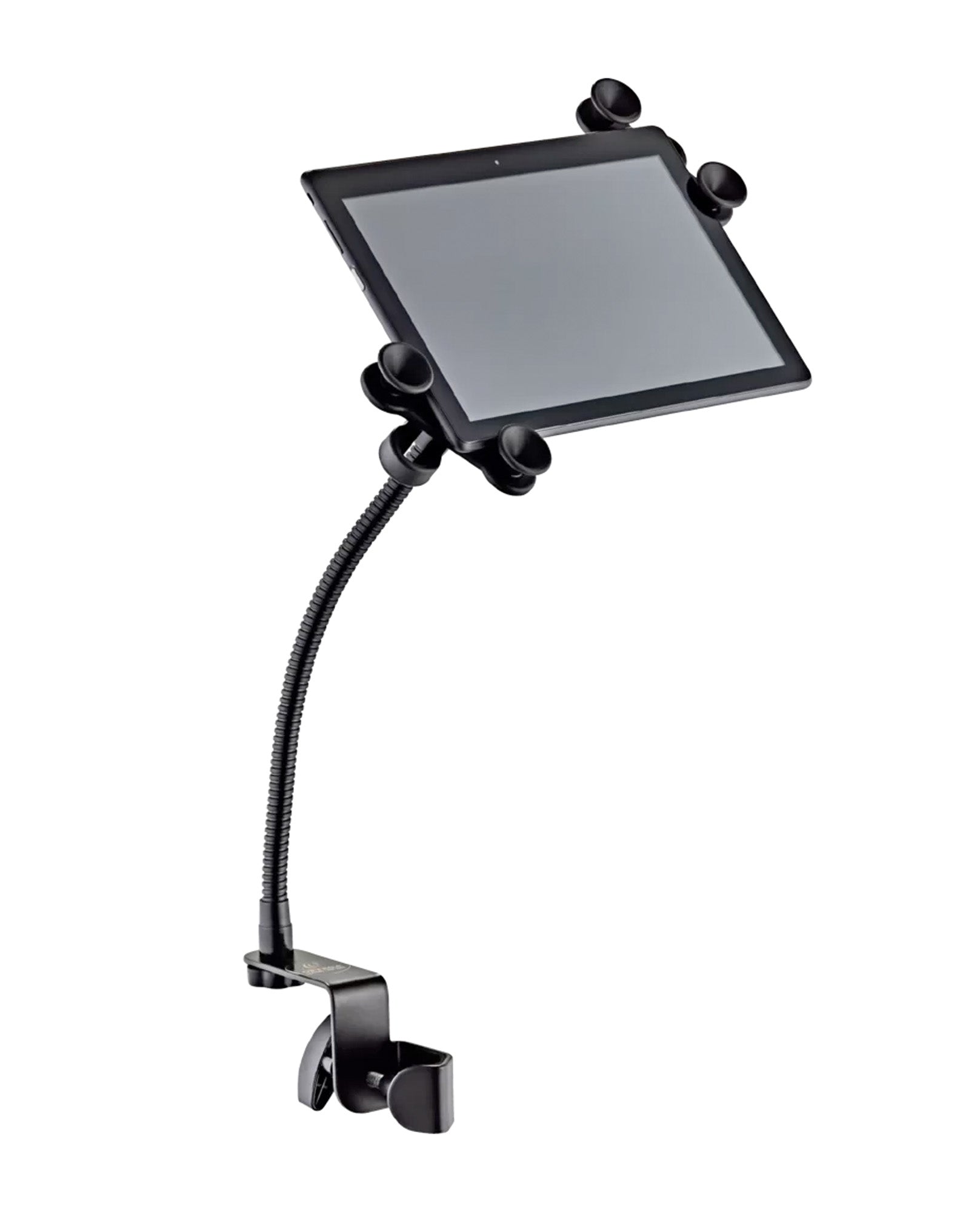 Support tablette version Deluxe, adapté à tous modèles jusqu'à 13", col de cygne robuste permettant toutes les positions, noir