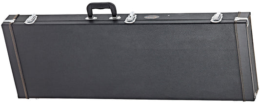 Etui pour guitare électrique, rectangulaire, rembourrage 15 mm, compartiment accessoires, accastillage chromé, noir