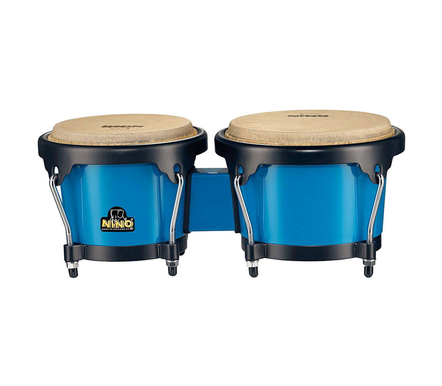 Bongos Plus 6.5 & 7.5", plastique ABS, peaux buffle sélectionnées, cercles arrondis noirs, bleu