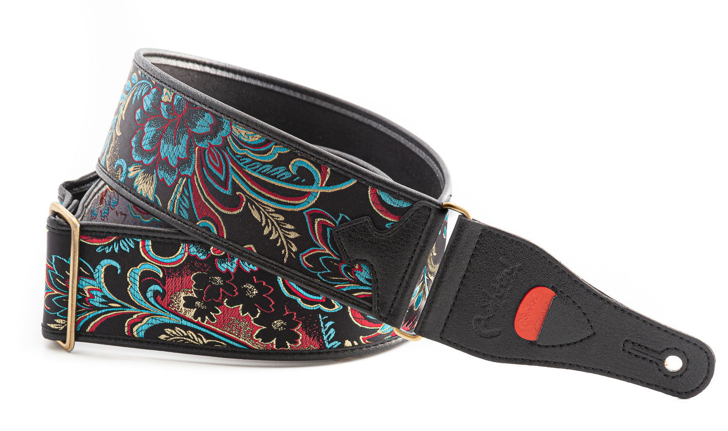 Courroie modèle BEPPU II, tissu, extrémités synthétique, largeur 6 cm, longueur 90 à 150 cm, porte-médiators intégré, unic
