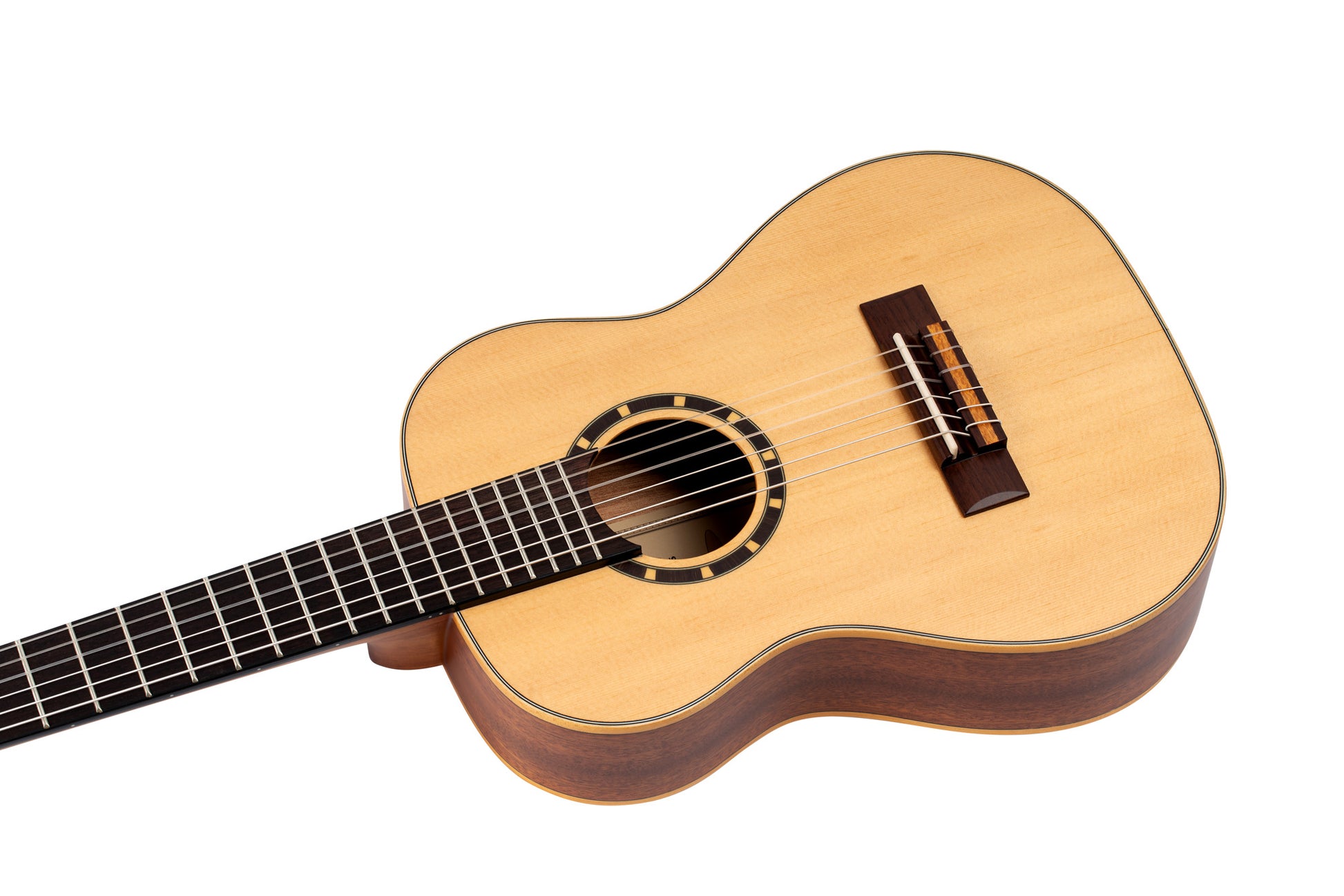 R121-1/4, table épicéa, fond & éclisses acajou, manche acajou (sillet 43.5 mm), housse, naturel satiné