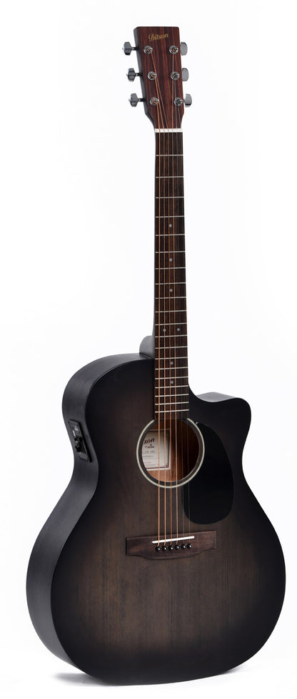 Modèle GC-10E, Grand OM pan coupé, table épicéa Sitka, fond & éclisses acajou, EQ Sigma, noir dégradé satiné