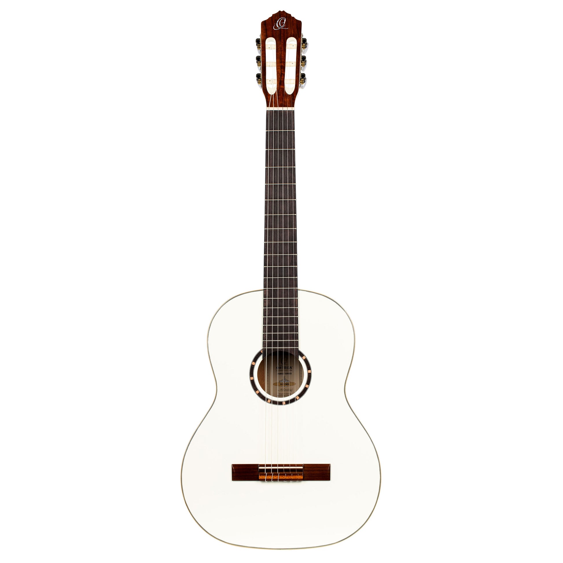 R121, table épicéa, fond & éclisses acajou, manche acajou (sillet 52 mm), housse, blanc brillant