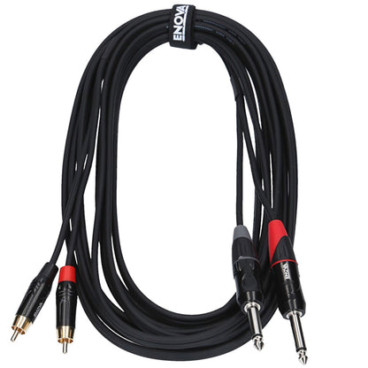 Câble patch 2x RCA/2x Jack mono, 1 mètre, noir