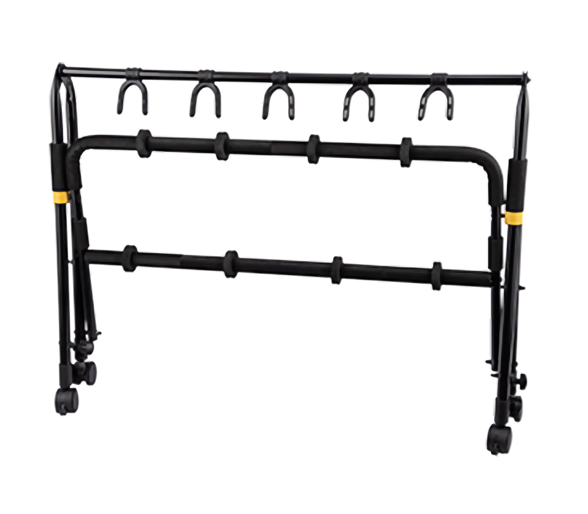 Rack 5 guitares, idéal pour la scène, mise en place et transport faciles, roulettes, 4.4 kg