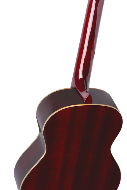 R121-3/4, table épicéa, fond & éclisses acajou, manche acajou (sillet 45 mm), housse, bordeaux brillant