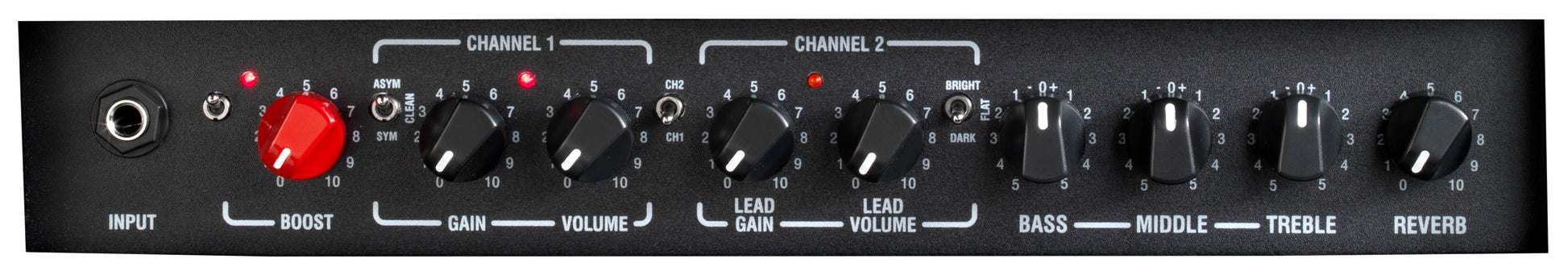 Ampli DUALTOP, 60W, 2 canaux, égalisation passive 3 bandes, switch Boost, sortie DI, avec alimentation 24V, noir