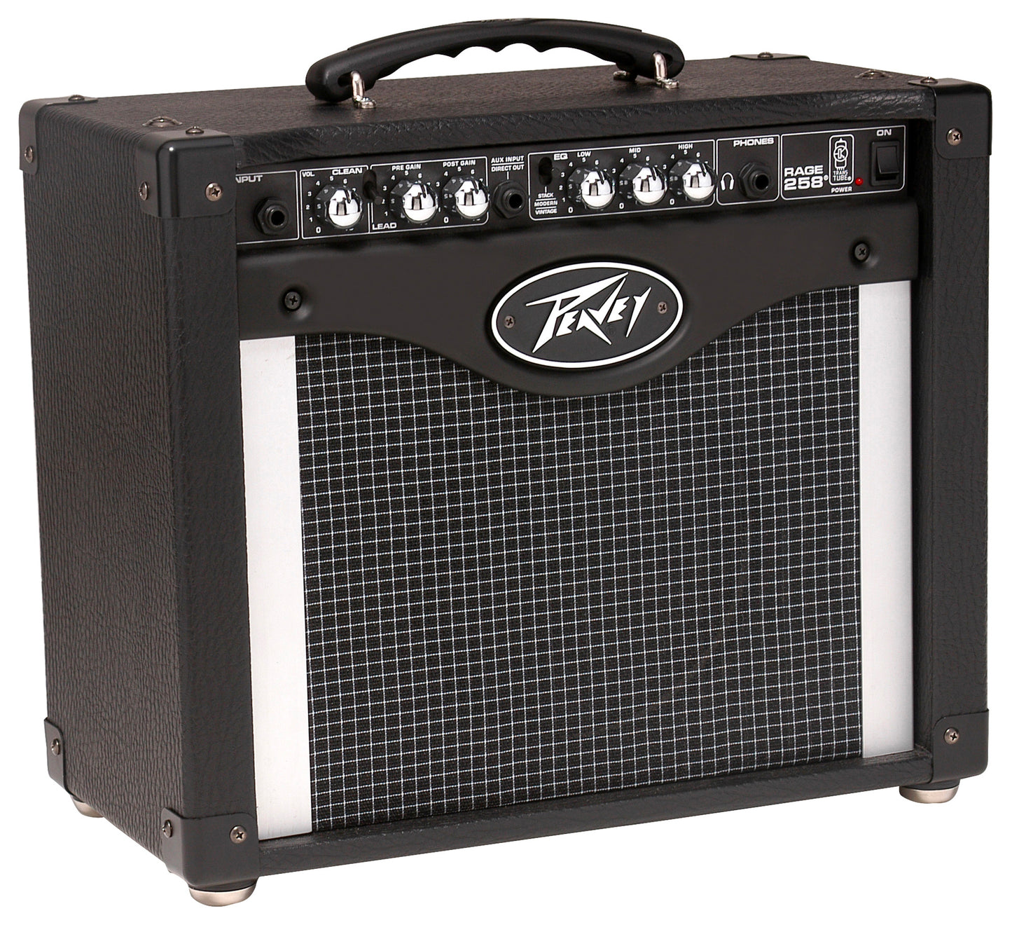 Ampli guitare 25W, HP 1x 8", 2 canaux, EQ 3 bandes, sélecteur Modern/Vintage, entrée auxiliaire, sortie casque, finition noir