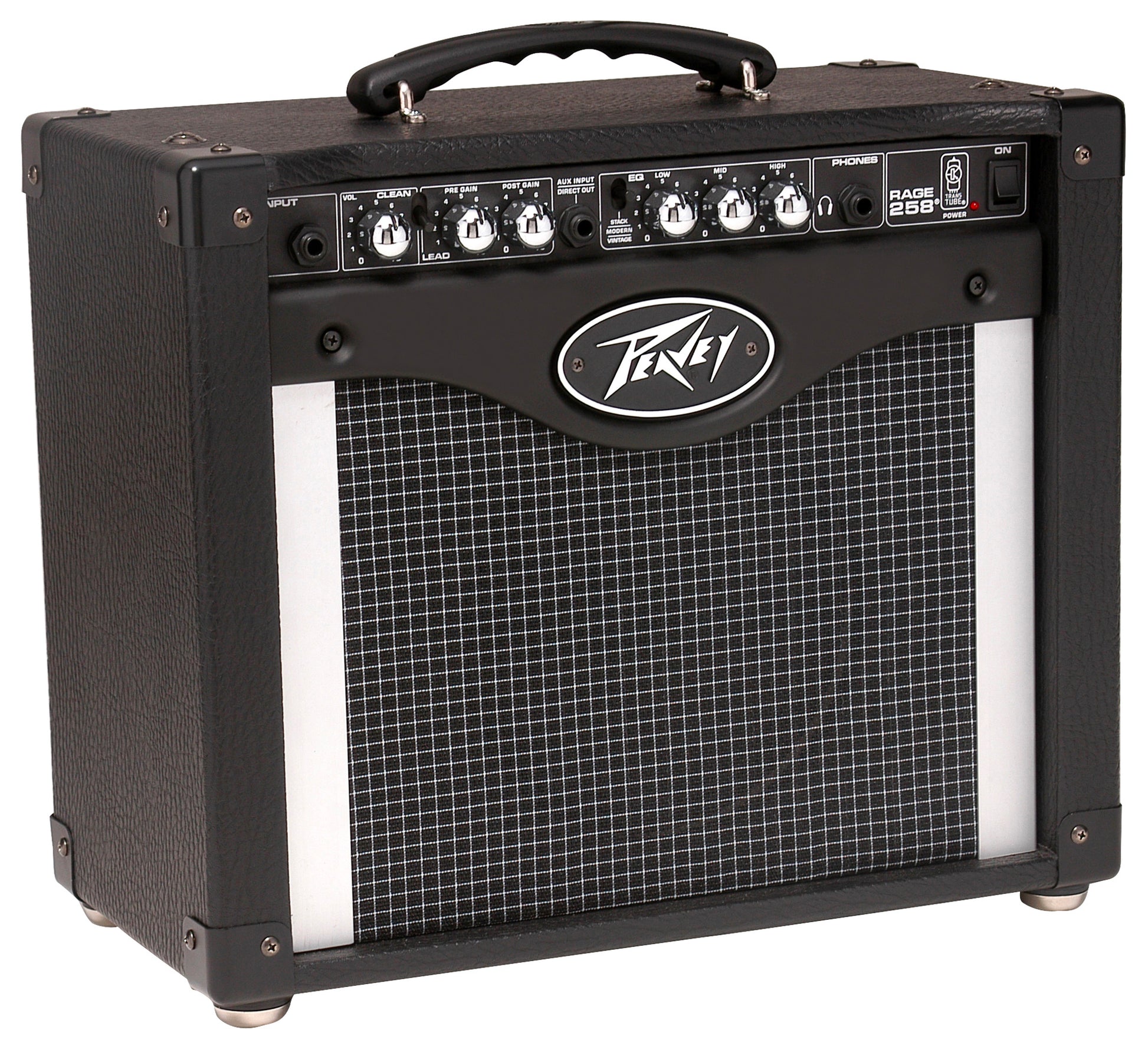 Ampli guitare 25W, HP 1x 8", 2 canaux, EQ 3 bandes, sélecteur Modern/Vintage, entrée auxiliaire, sortie casque, finition noir