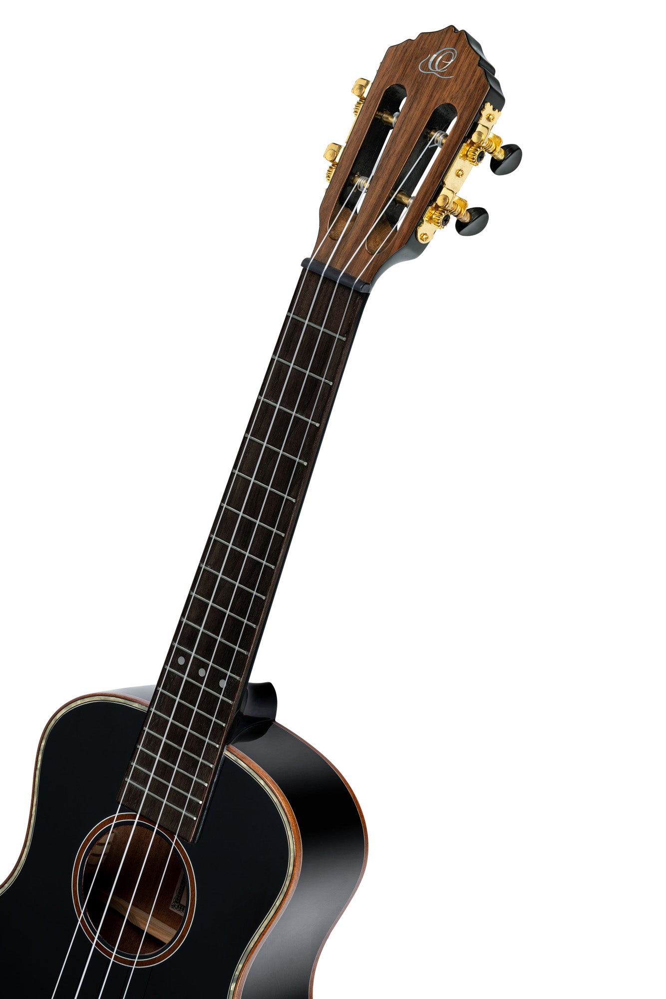 RUOX-TE, modèle Ténor, table épicéa, fond & éclisses acajou, manche acajou, housse luxe, noir brillant