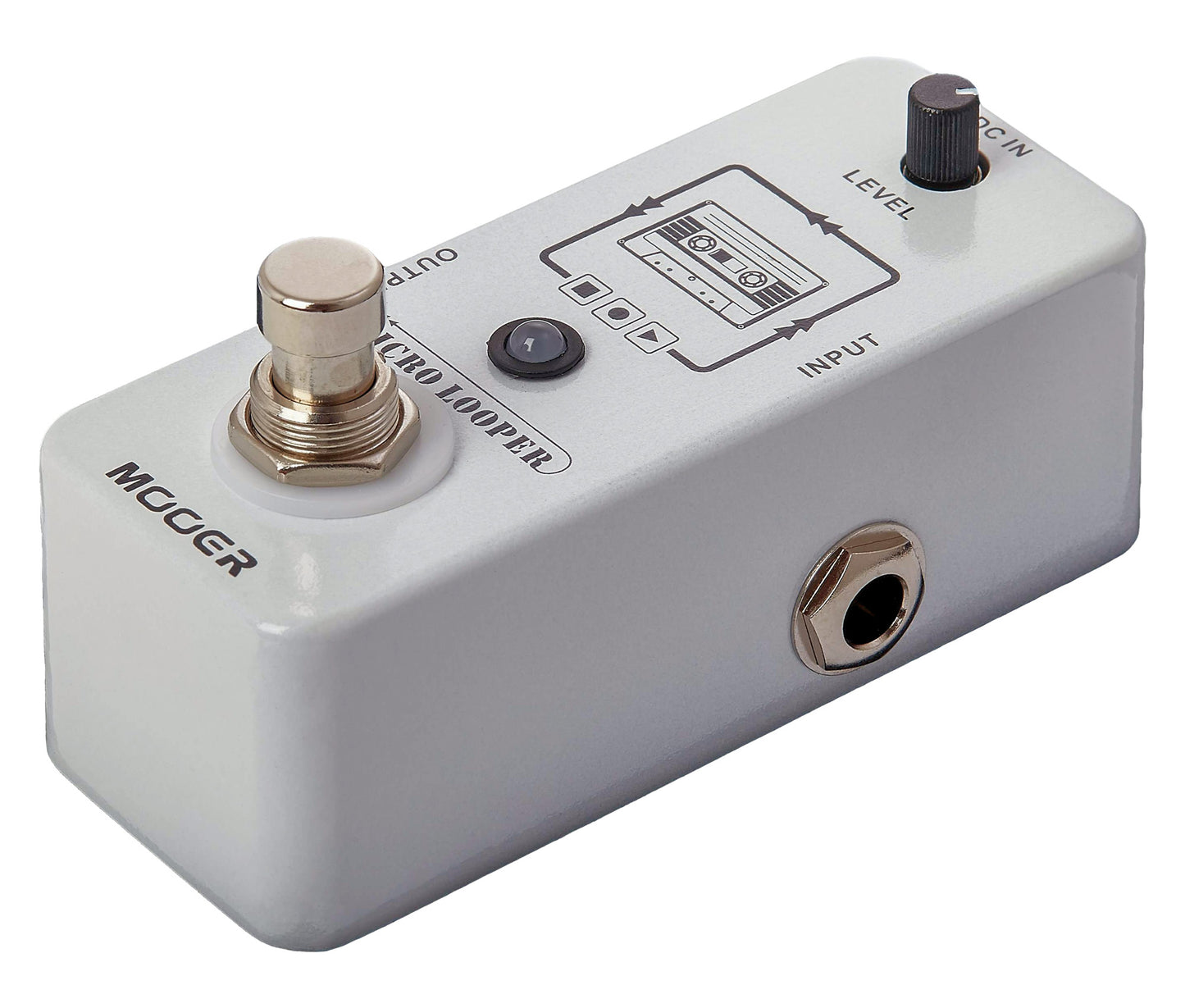 Pédale MICRO LOOPER, looper, overdubs illimités, jusqu'à 30 minutes d'enregistrement, boîtier métal, true bypass, blanc