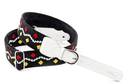 Courroie modèle LEGEND GET BACK, tissu, extrémités 100% synthétique, largeur 6 cm, longueur 85 à 150 cm, noir et blanc