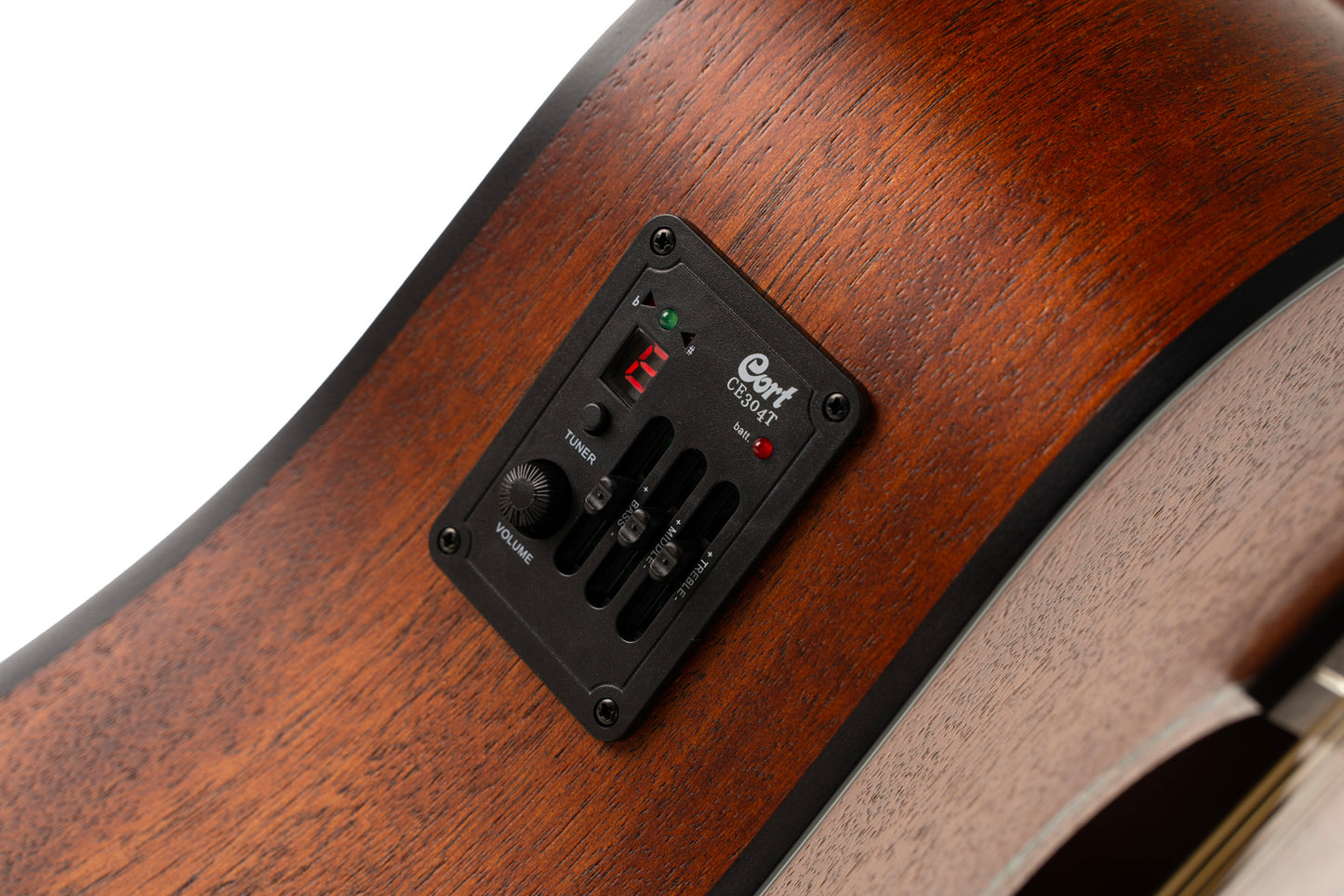 Earth 60 CE, pan coupé, table acajou massif, fond & éclisses acajou, touche laurier, EQ CE304T, naturel pores ouverts