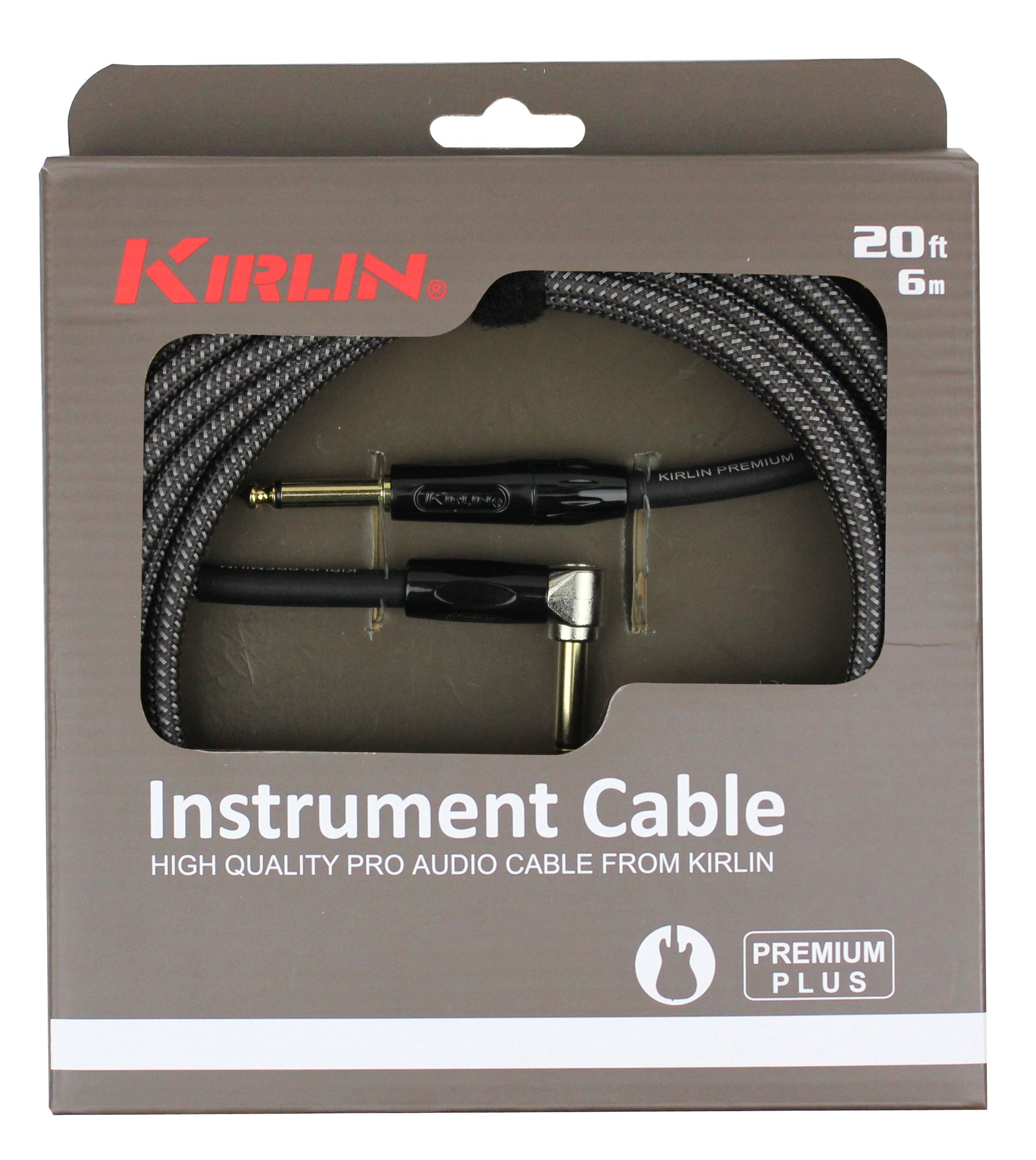 Câble instrument PREMIUM PLUS Jack/Jack coudé, 6 mètres, gris