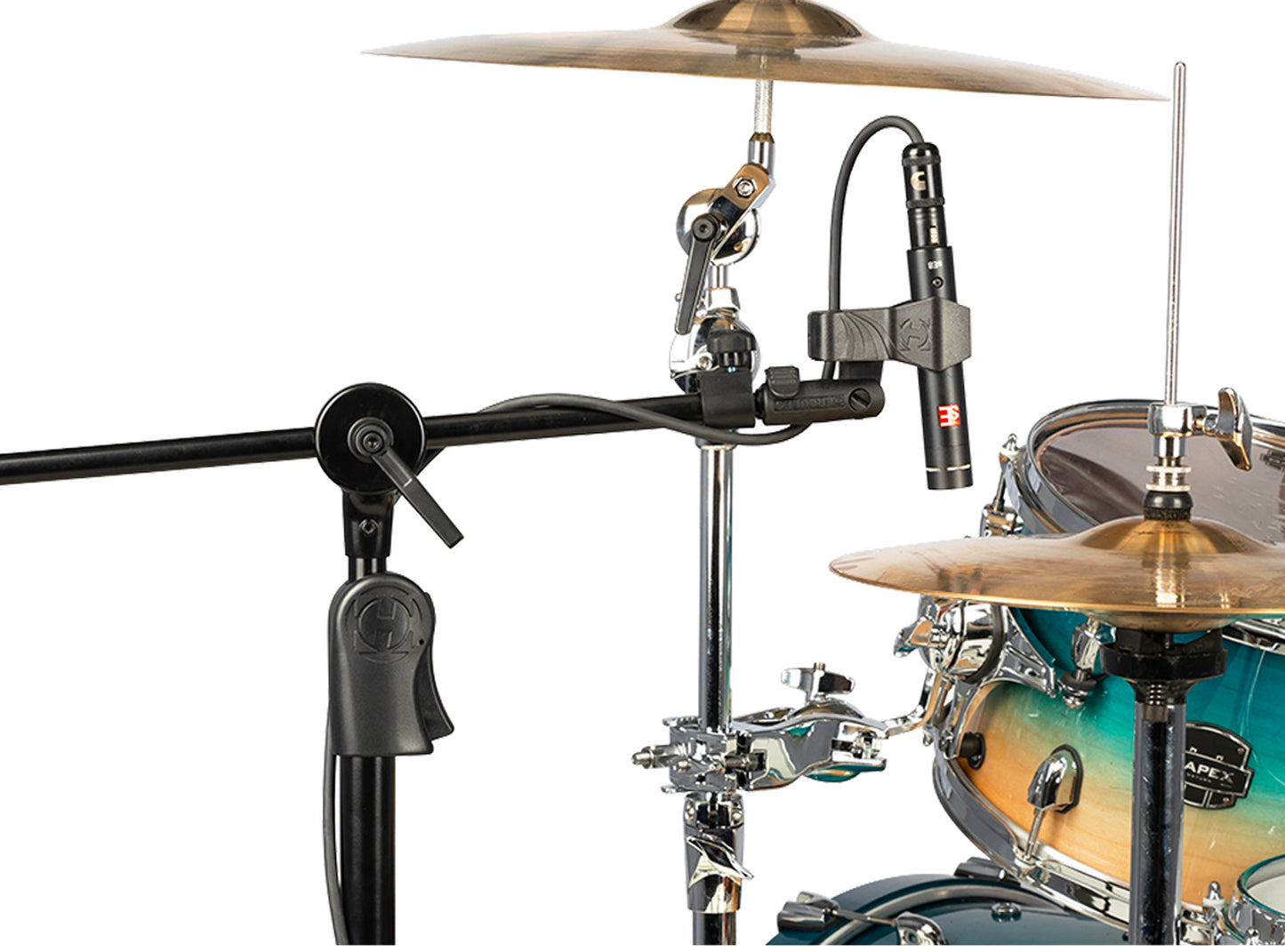 Support perche avec système Hideaway, levier Power Lock, système de réglage de hauteur EZ Grip, pince micro EZ incluse