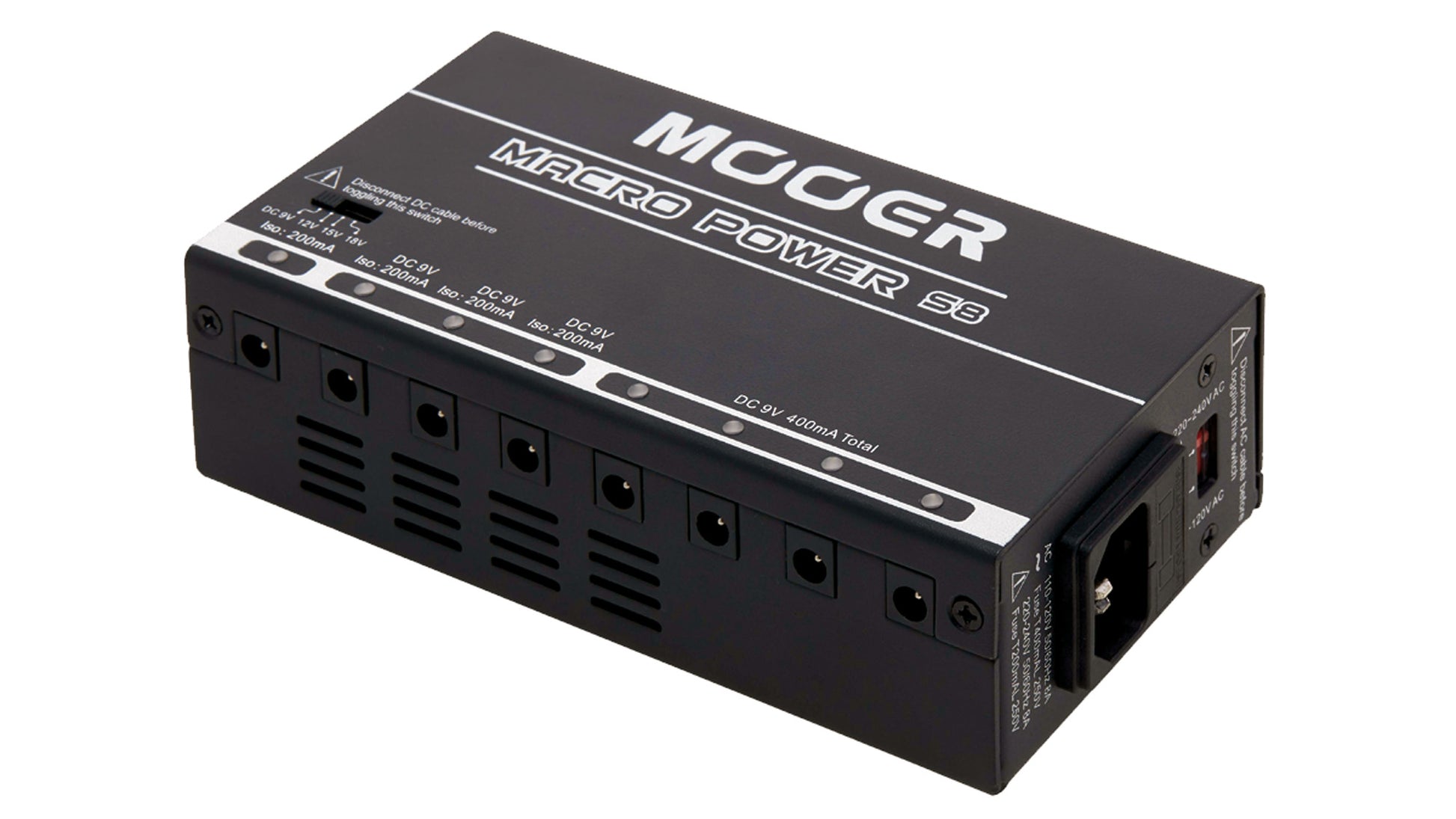 Alimentation MACRO POWER S8, alimentation pour pédales, 8 sorties, noir